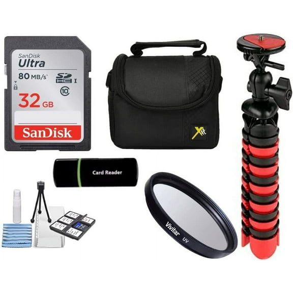 BP Accessory Kit Compatible for Panasonic Lumix DC-FZ80 Digital Camera Includes: 32GB Memory Card - 7 Tripod   SD Card Reader   Case   UV Filter   Lens Cleaning Kit Bundle