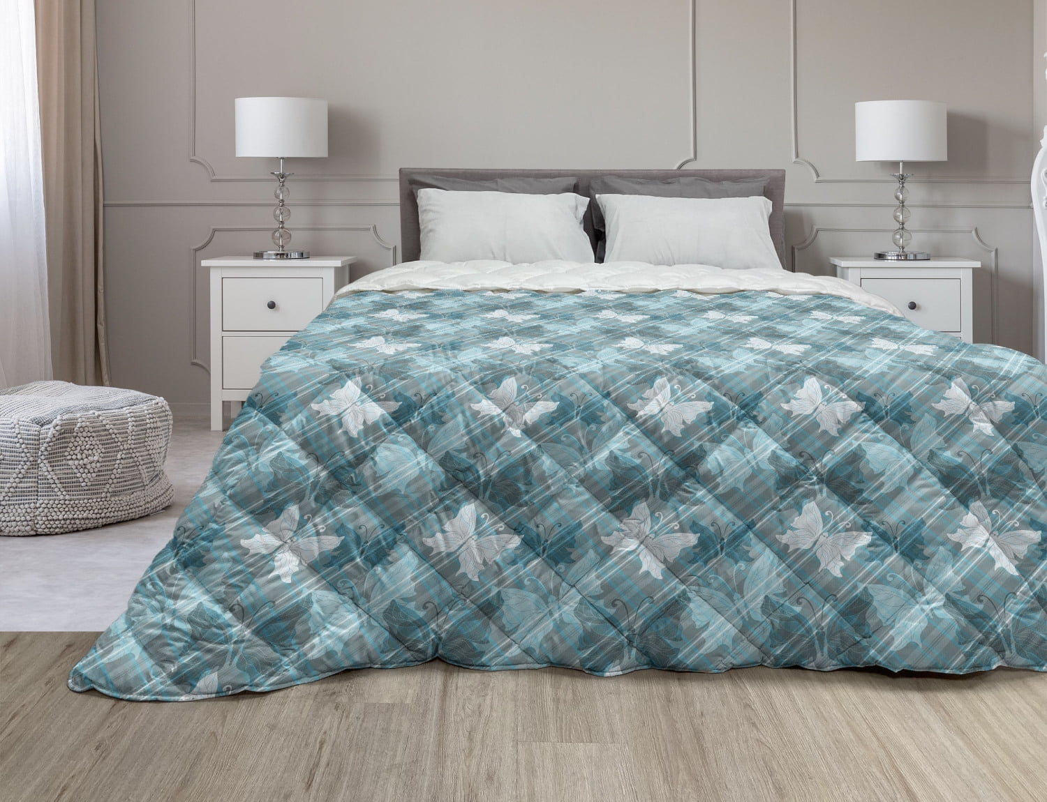 Grunge Down Alternative Comforter, Cartoon Wall Pattern with Stone ...