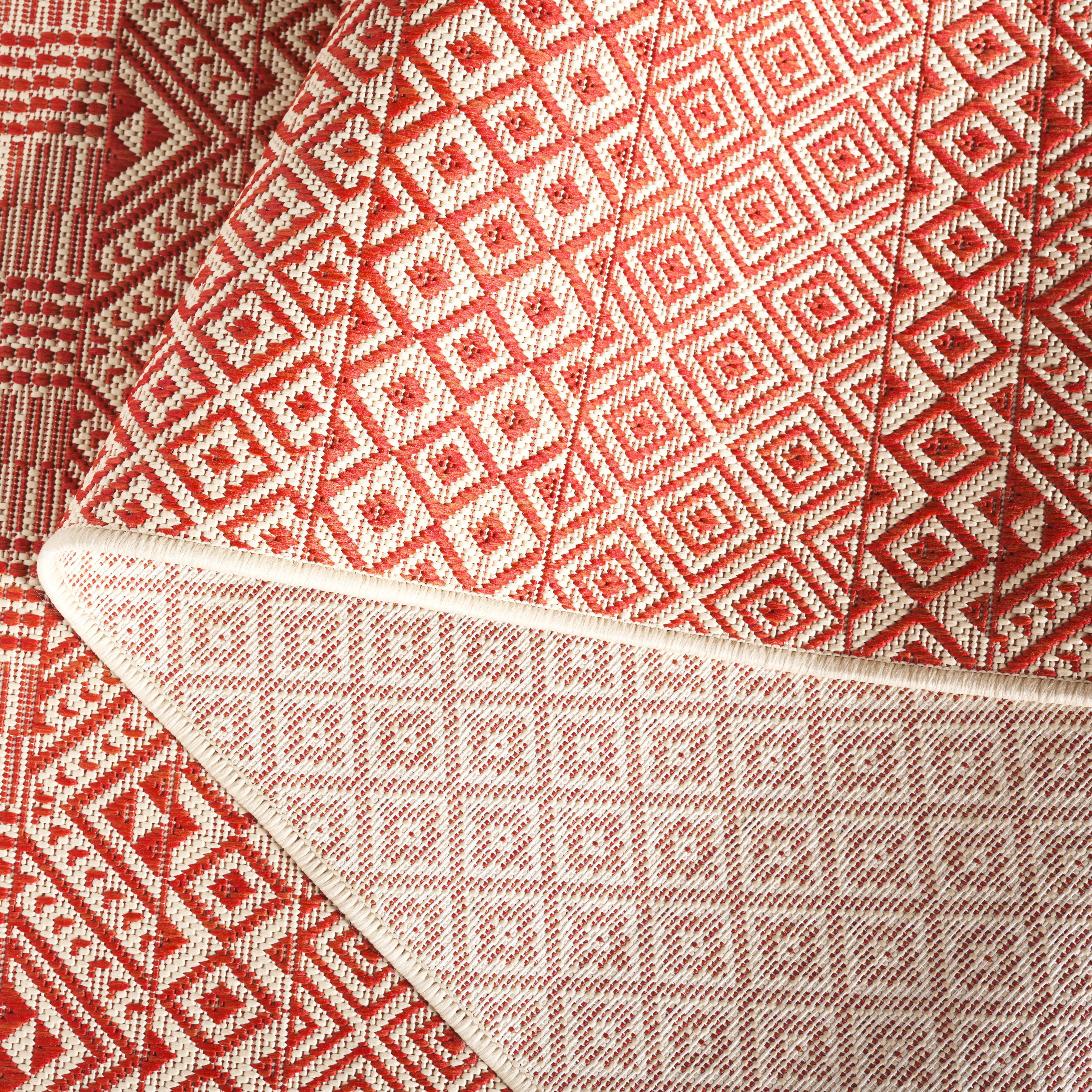 Safavieh Courtyard Naomi Geometric Indoor/Outdoor Runner Rug, Beige/Red, 2'3" x 12'