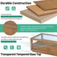 thumbnail image 6 of Display Coffee Table with Open Storage Shelf and 2 Drawers, Rectangular Center Table with Transparent Tempered Glass Top, Wood Sofa Table for Living Room, 6 of 8