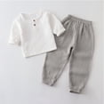 thumbnail image 5 of Esaierr 2Pcs Kids Baby Boys Girls Spring Summer Pullover Shirt Set 6M-6Y Toddler Solid Color Long-Sleeved Outfit Pullover + Sweatpants Leggings Outfit, 5 of 8