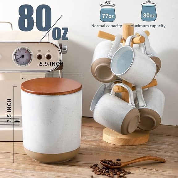 Tikooere Ceramic Food Storage Jar 80oz, Candy storage ,White