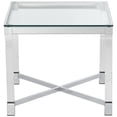 thumbnail image 3 of Studio 55D Modern Clear Acrylic Square Accent Table 22" Wide Shiny Chrome Silver Corner Glass Top Living Room Home House Bedroom, 3 of 6