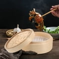 thumbnail image 4 of 2pcs 8 Inch Bamboo Steamers Chinese Dim Sum Cookers Dessert Lotus Leaf Rice Steamers Kitchen Cooking Tools with Cover, 4 of 8