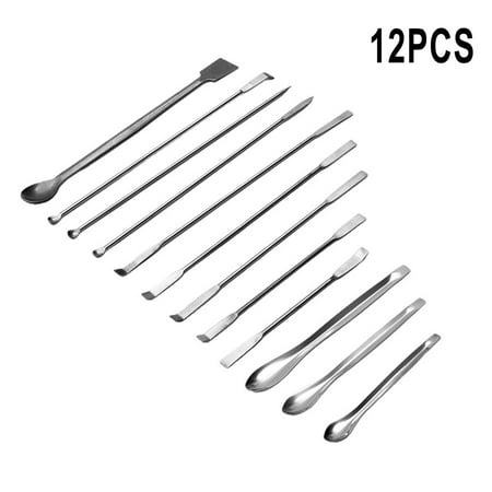 

Ruibeauty 12Pcs Stainless Steel Lab Spoon Spatula Laboratory Sampling Spoon Mixing Spat