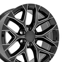 OE Wheels CV98 20 Inch Rims Fit Silverado 1500 Snowflake Style 6x139.7 20x9 Gloss Black with Milled Edge - Hollander 5668 (Set of 4)