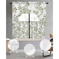 thumbnail image 2 of Sage Green Flower Swag Kitchen Curtains Sets for Windows 24 Inch Length, Vintage Country Rose Leaf Floral Short Window Curtain Panels Swags Valances and Tiers 3 Piece Set for Cafe/Dining Room, 2 of 5