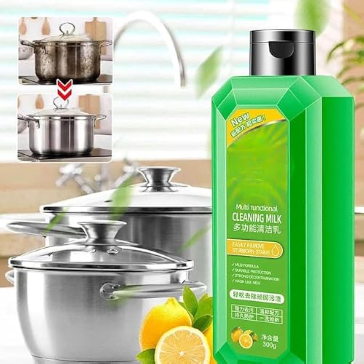 Cleaning Milk House Cleaner, Powerful Multifunctional Cleaner Liquid Milk, Heavy Oil Cleaners Stain- Effective Multi-purpose Cleaners, For Kitchen Household (3pcs)