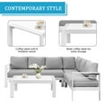 thumbnail image 6 of 4 Pieces Outdoor Aluminum Furniture Set, Patio Sectional Sofa Couch - Conversation Set with Coffee Table and Sofa, White, 6 of 10