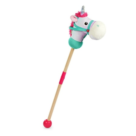 Battat Unicorn Pal Hobby Horse with Realistic Sounds Stick Horse Plush Fabric Unicorn Toy for 2 Years  