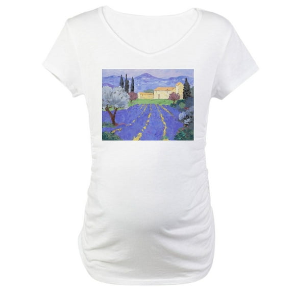 CafePress - Lavender Farm Maternity T Shirt - Cotton Maternity T-shirt, Cute & Funny Pregnancy Tee