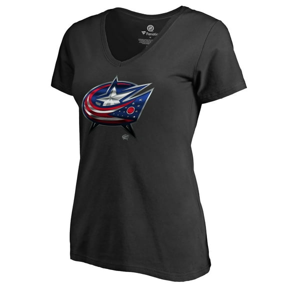 Women's Black Columbus Blue Jackets Midnight Mascot V-Neck T-Shirt