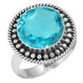 thumbnail image 1 of 925 Sterling Silver Ring For Women - Teens Blue Quartz Gemstone Silver Ring Size 5 December Birthstone Simple Silver Ring Size 5 Thanksgiving Gift For Ladies 925 Silver Gemstone Jewelry, 1 of 5