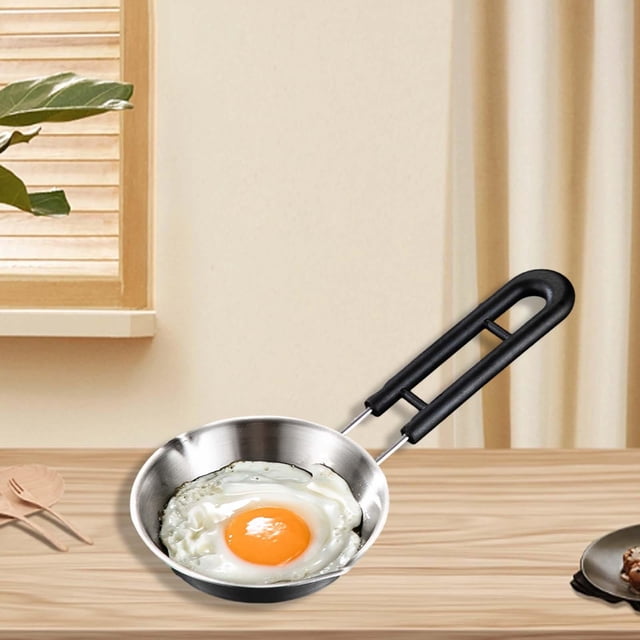 Mini sartén para huevos, cacerola de acero inoxidable antiadherente con 2 caños, sartén para tortilla para estufa al aire libre, cocina de inducción Macarena Mini sartén para huevos antiadherente