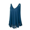 thumbnail image 5 of JINMGG Tank Tops for Women under $5,Women's Solid Color Hem Lace Casual All-Match Plus Size Vest T-Shirt Blue M, 5 of 7