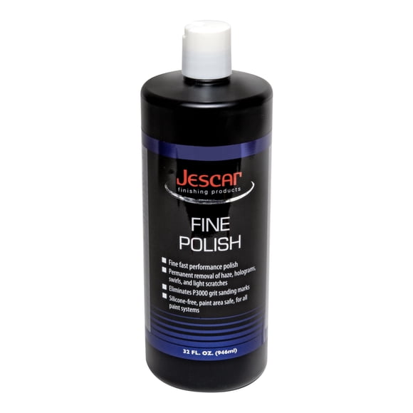 Jescar Vernis Fin - 32oz - - Vernis de Finition Professionnel Élimine les Tourbillons, Hologrammes, Brume et Rayures Légères, Sûr pour le Body Shop, Enlève les Marques de Ponçage P3000. Brillance et Clarté Améliorées
