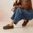 thumbnail image 5 of Cushionaire Origin Genuine Suede Mule Clogs for Women, Cozy Slip-On Moc Toe Loafer with Buckle and Faux Fur Cushioned Footbed, 5 of 21