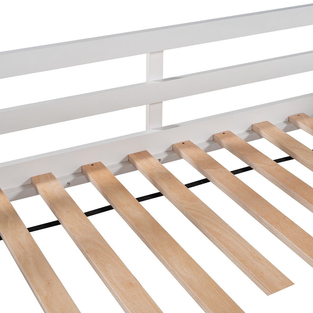 Kepooman Solid Hardwood Twin Size Loft Bed, Modern Bunk Bed With Storage Steps and Portable Desk, White Kepooman Solid Hardwood Twin Size Loft Bed, Modern Bunk Bed With Storage Steps and Portable Desk, White