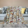 thumbnail image 2 of COMIO Tea Party Throw Blanket, Spoon Croissant Muffin French Press Coffee After Lunch Pattern, Flannel Accent Piece Soft Couch Cover for Adults, Pale Orange Multicolor, 2 of 6