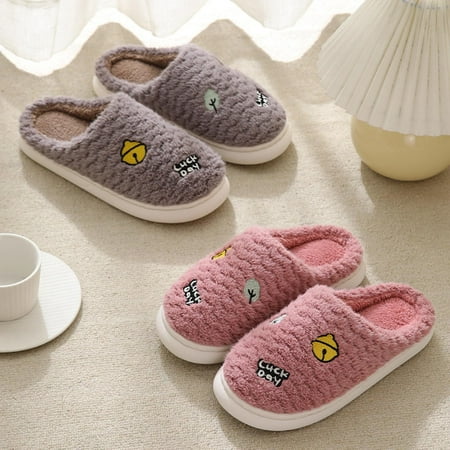 

Cathalem compatible with Machine Washable Slippers for Men Couple Men s Winter Plush Soft Soled Home Non Slip Slippers With Thick Shoes Coffee 10.5