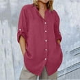 thumbnail image 2 of Bovemsi Women's Long Sleeve Tops Linen Button Down Shirts Dress Shirt Casual Collared Cotton Up Oversized Blouses Long Sleeve Blouse, 2 of 6