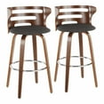 thumbnail image 2 of Cosini 30" Mid-Century Modern Fixed Height Barstool With Swivel In Walnut And Grey Fabric - Set Of 2, 2 of 8