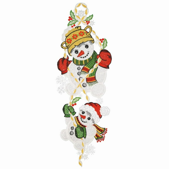 Window picture snowmen by W. Reuter & Sohn - Plauener Spitze® - Made in Germany