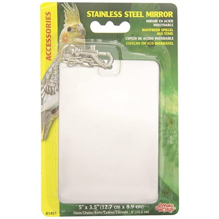 Stainless Steel Cockatiel Mirror With Chain For Caged Bird Aviary Budgie, Parrot