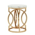 thumbnail image 4 of Finmind Modern Round End Table with Thickened Top, 20" Gold Side Table with Unique O-Shaped Base, Midcentury Accent Table Nightstand for Living Room Bedroom, White + Gold, 4 of 9
