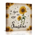 thumbnail image 5 of Canvas Wall Art Vintage Sunflower Canvas Art Print You Are My Sunshine Floral Bee Beige Letter Pictures Wall Decor for Living Room Bedroom Artwork Decorations Stretched Framed Ready to Hang 8"x8", 5 of 9