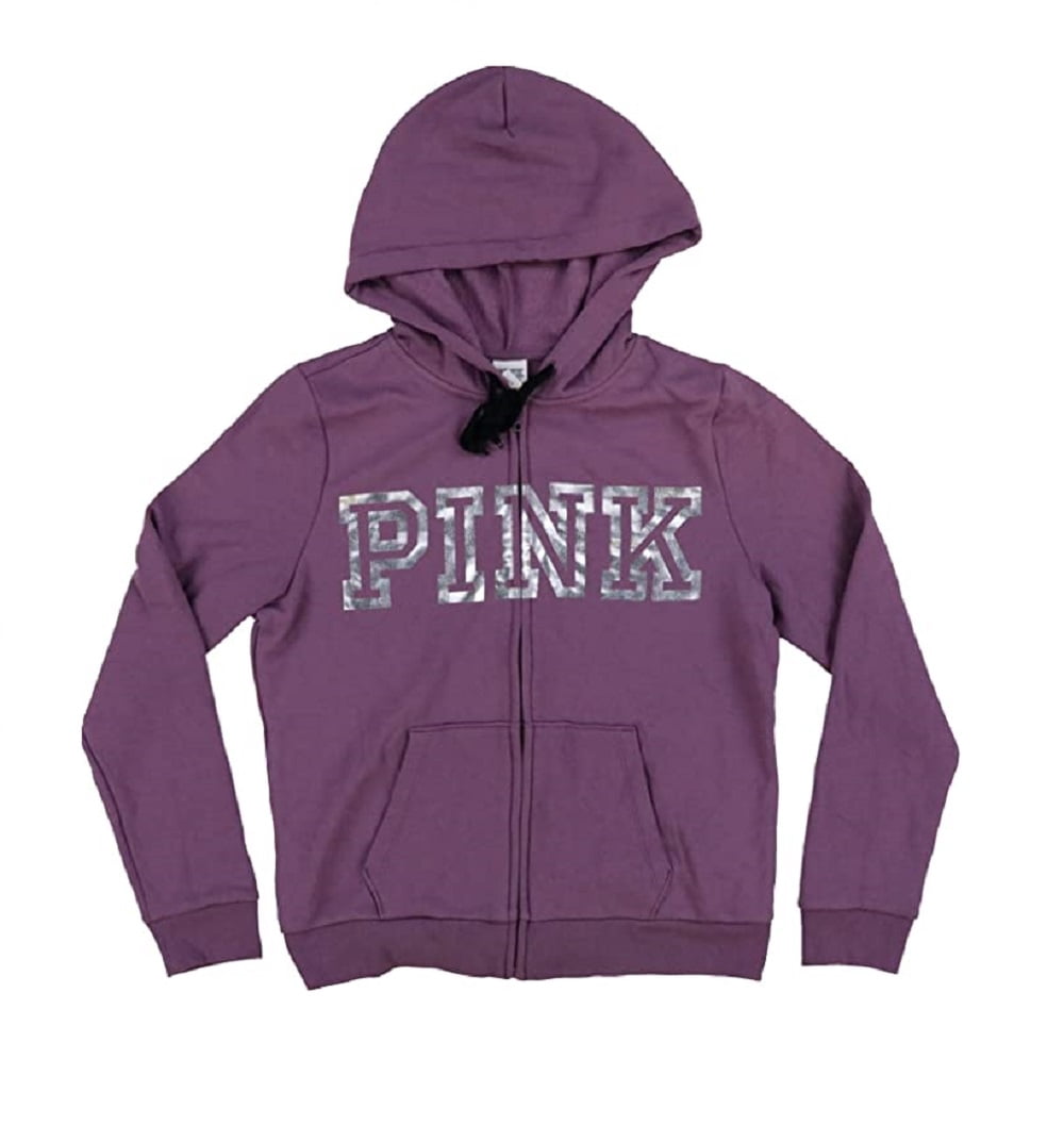 Victoria's Secret Pink Perfect Full Zip Hoodie Sweatshirt Muted Purple