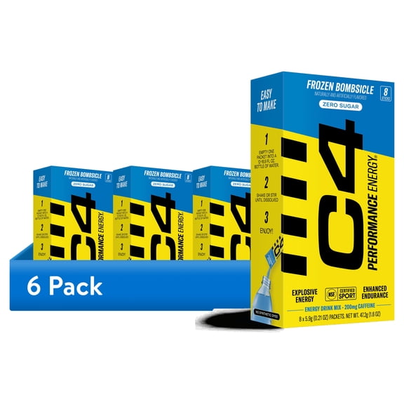 (6 pack) C4 Performance Energy Powder Mix Frozen Bombsicle, 8 Pack
