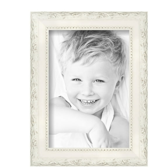 ArtToFrames 7" x 10" Classic White Picture Frame, 7x10 inch White Wood Poster Frame (WOM-5004), Pack