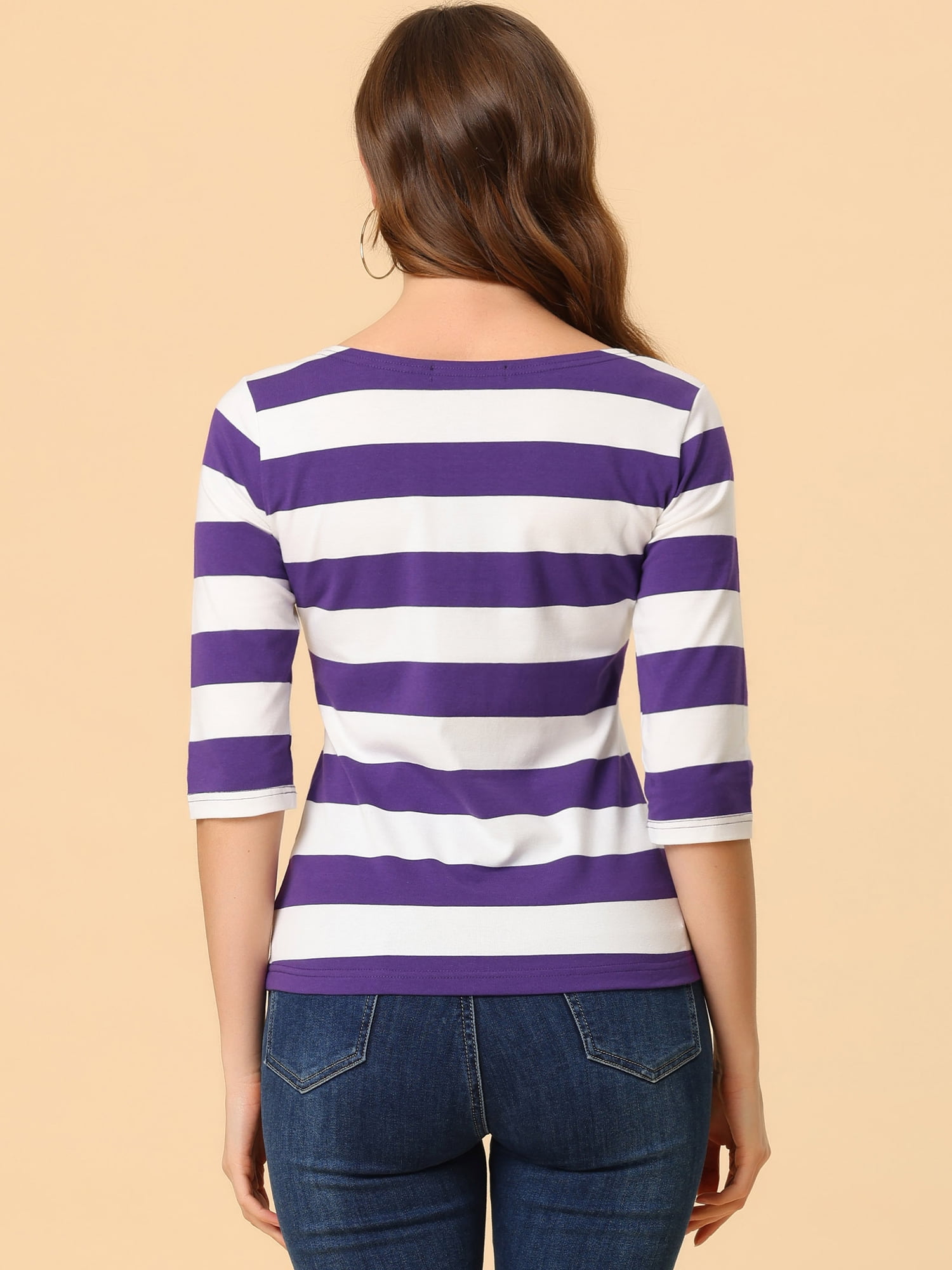 DARING DIVA Women's Halloween Costume Boat Neck Top T-Shirts M Purple White