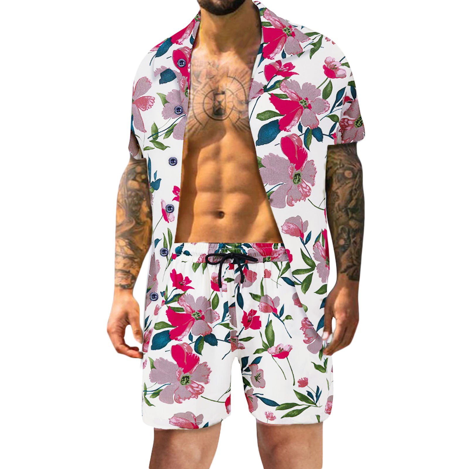 LBECLEY Light Tuxedo Men Spring Summer Sets Casual Hawaiian Beach ...