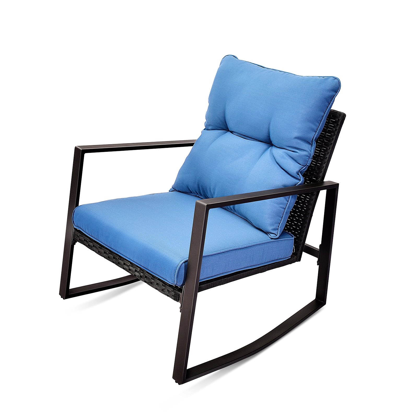 Leumius Patio Furniture Set,3 Pieces Outdoor Rocking Chairs Set with 2 Chairs & Side Table,Weather-Resistant Patio Furniture for Garden,Bistro,Porch,Blue