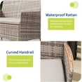 thumbnail image 4 of 4-Piece Patio Furniture Set, Rattan Outdoor Furniture with Upholstered Sofa, 2 Chairs & Coffee Table, Modern Conversation Bistro Set for Garden Backyard Porch (Grey), 4 of 5
