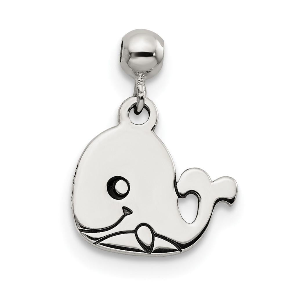 925 Sterling Silver Mio Memento Enamel Dangle Whale Charm