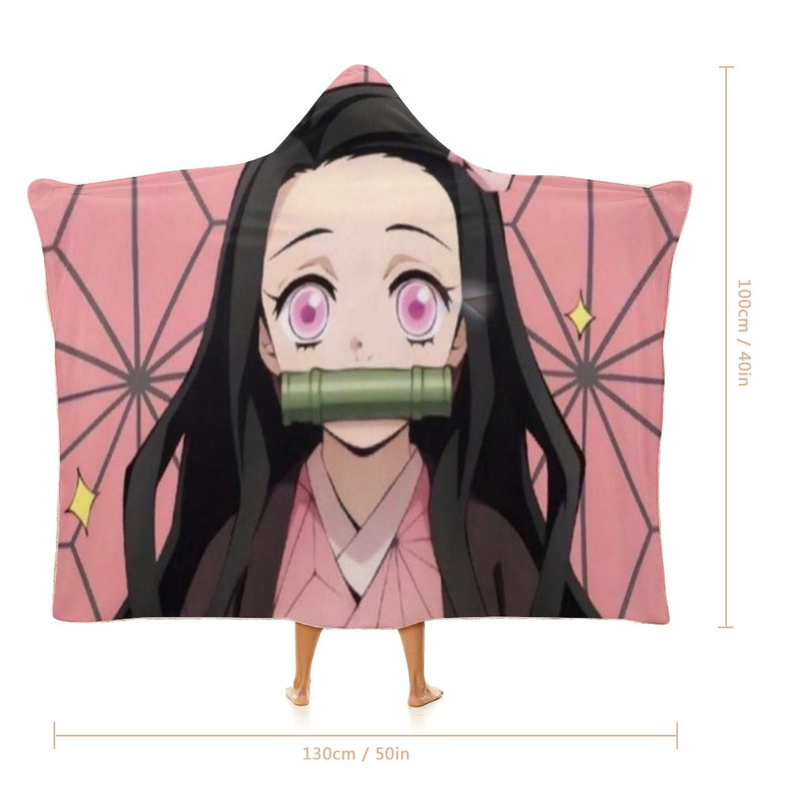 Kamado Nezuko Wearable Blanket Cloak Arctic Velvet Hooded Blanket Soft Fuzzy Hoodie Blanket Cape for Adults Kids 40"x50"