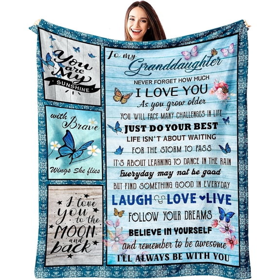 VXDRZGT Granddaughter Gifts for Christmas - Granddaughter Gifts from Grandma, Grandpa - Grand Daughter Gifts from Grandma - Xmas Gifts for Grandaughter from Nana Throw Blanket 60 x 50 inch