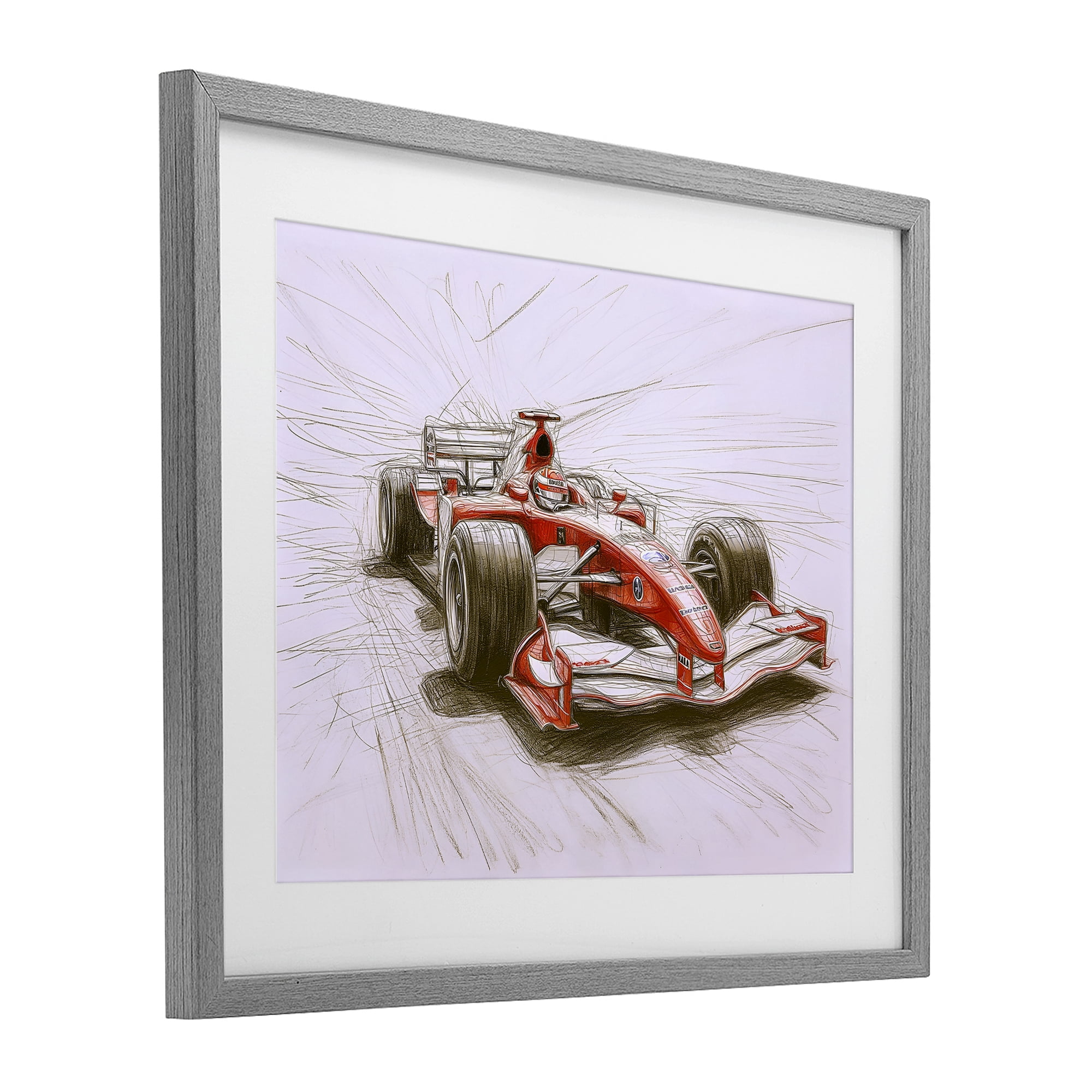 Stupell Industries Sketched Race Car Concept Gray Framed Print Under Glass, design by Steve Hunziker