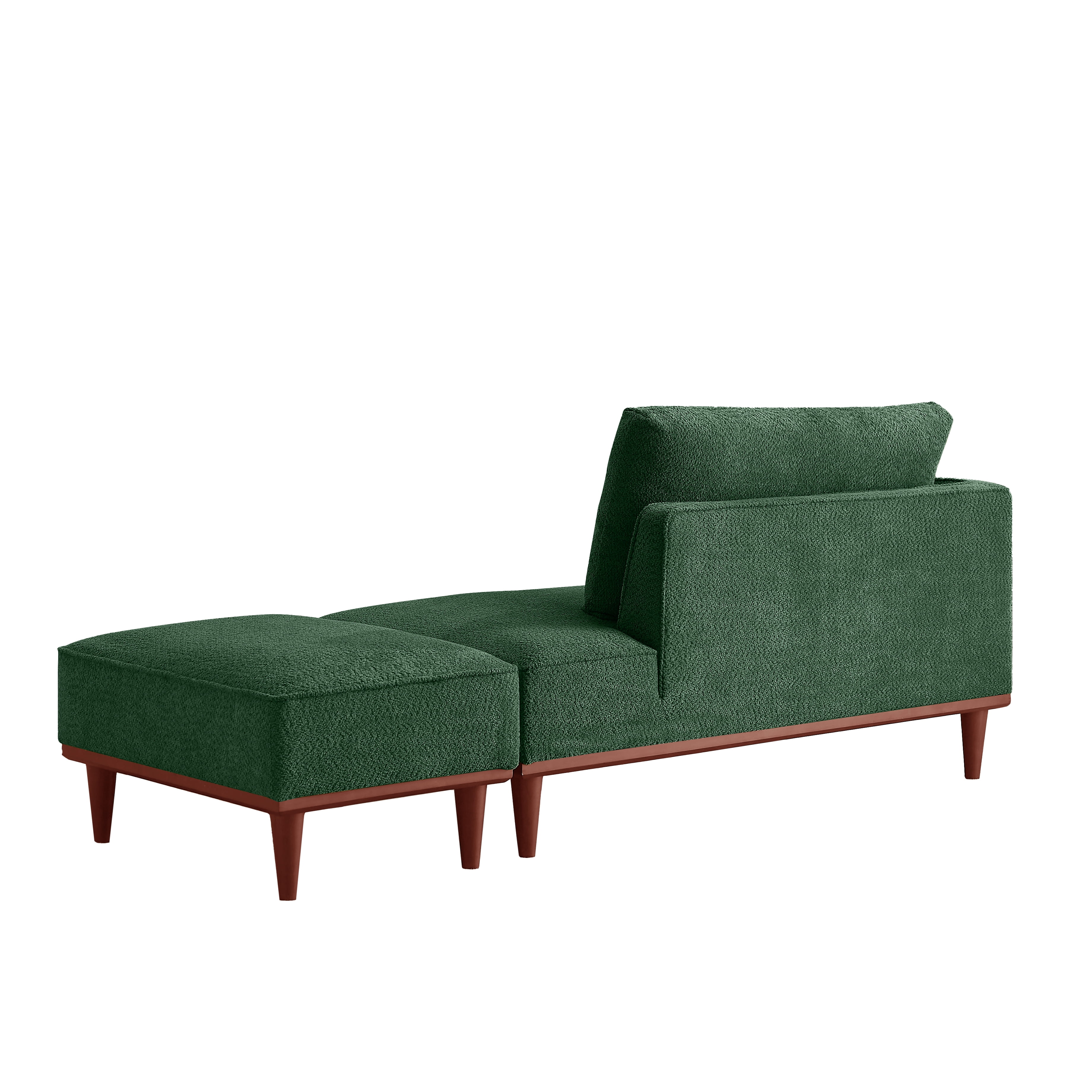 Upholstered Chaise Lounge and Stool, Convertible Chaise Lounge Chair with Detachable Ottoman for Living Room Bedroom Small Space, Easy Assembly, Green