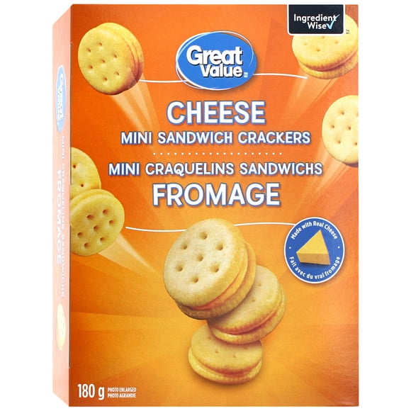 Great Value Cheese Mini Sandwich Crackers, 180 g