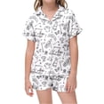thumbnail image 3 of Pyjamas pour Filles Manches Courtes Imprimé Shorts Ensemble Confortable Boutons Col Rabattu Vêtements pour Adolescentes Blanc 6-7 Ans, 3 of 4