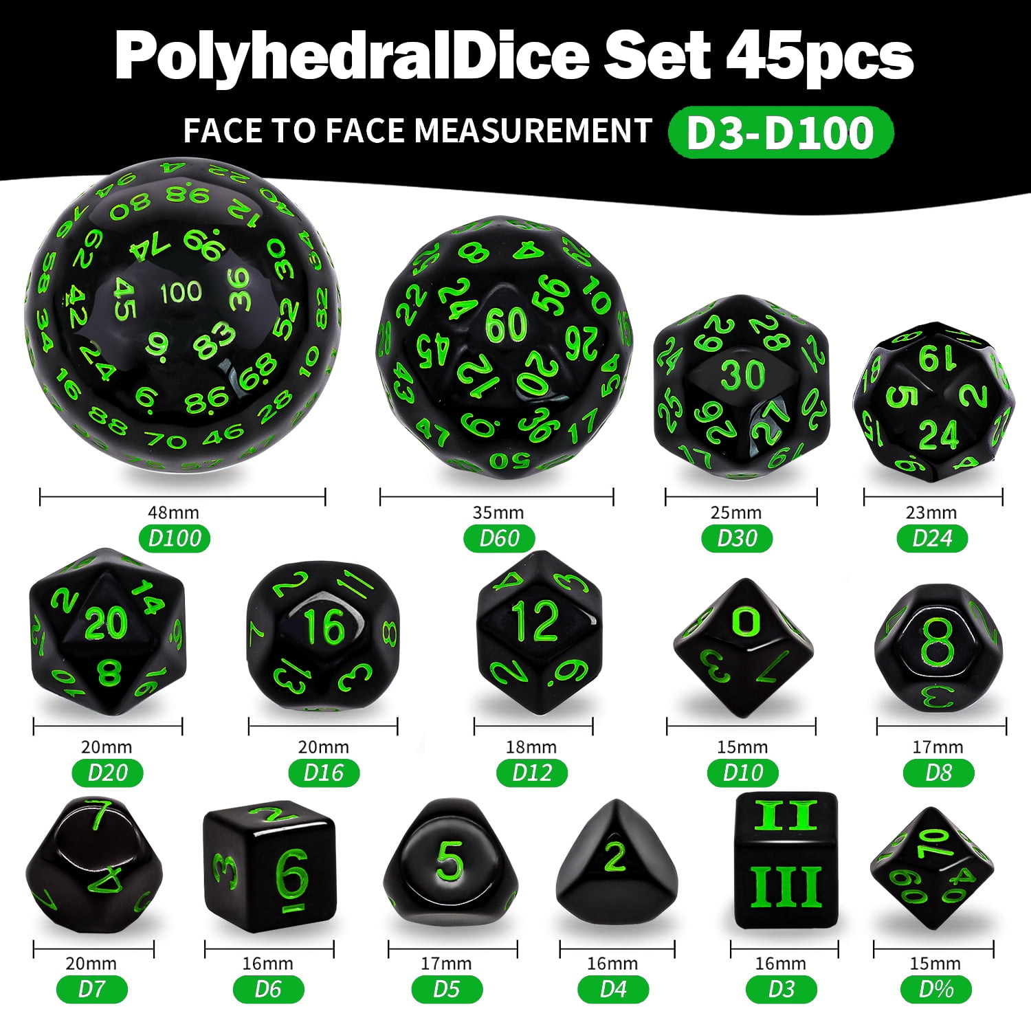 SWAJUJA 3 Set Complete D3-D100 DND Polyhedral Dice Set 100 Sided Dice Multisided D100 Dice for Role Playing Table Games Party (Black & Purple, Black & White, Purple & White)