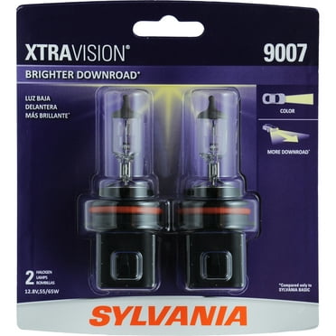 Sylvania 9007 XtraVision Halogen Headlight Bulb, 2 Pack, Compatible with Multiple Cars