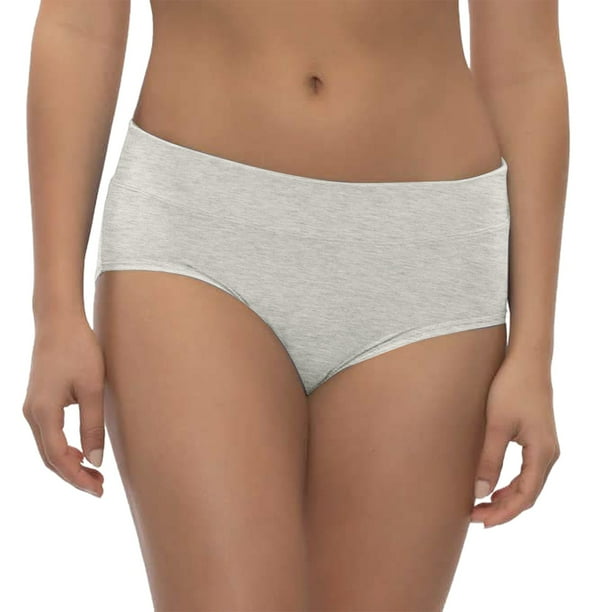 Gibobby Ropa Interior para Mujer Bragas algodón cintura media tamaño, parte inferior algodón, ropa interior mujer color sólido(Gris, L)