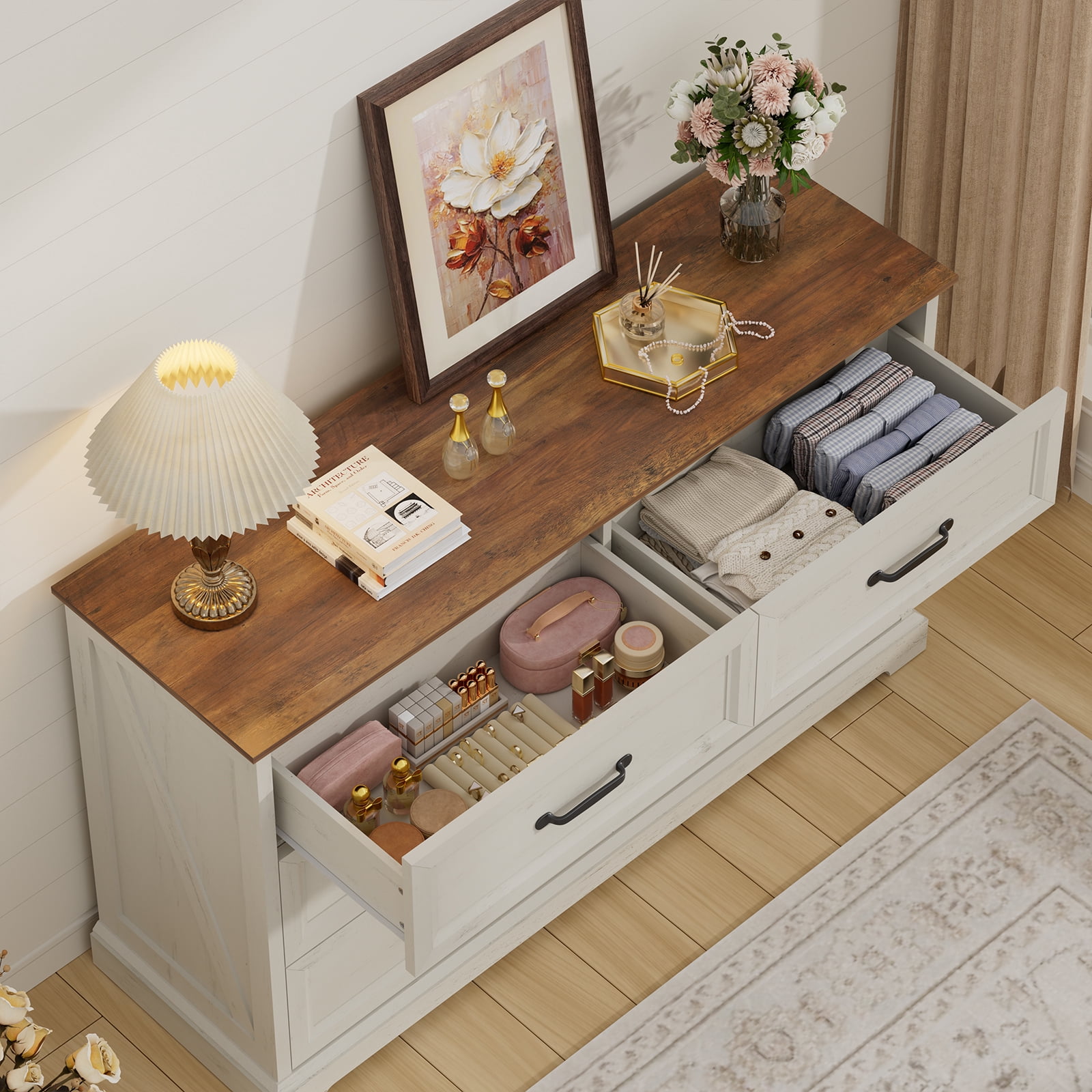 Lusimo C Table Modern Industrial Metal and Particleboard C Shaped End Table, Rustic Brown