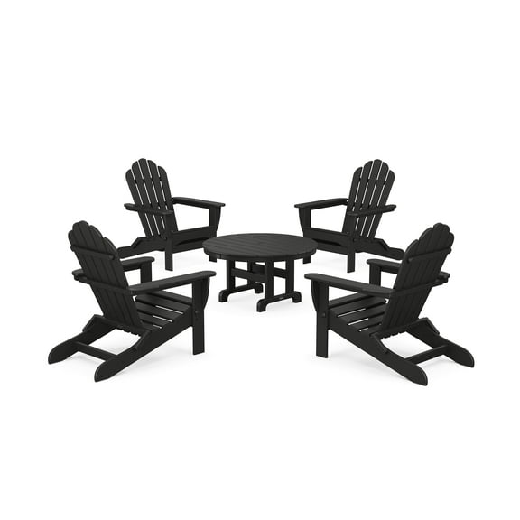 Trex Outdoors 5-Piece Monterey Bay Folding Outdoor Adirondack Chair Conversation Group in Charcoal Black