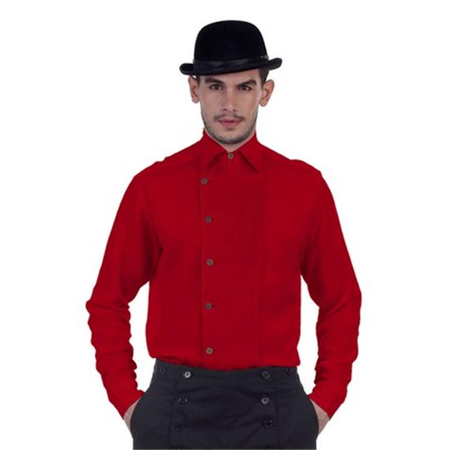 The Pirate Dressing C1293 Ulysses Side-Button Shirt- Red - 2XL